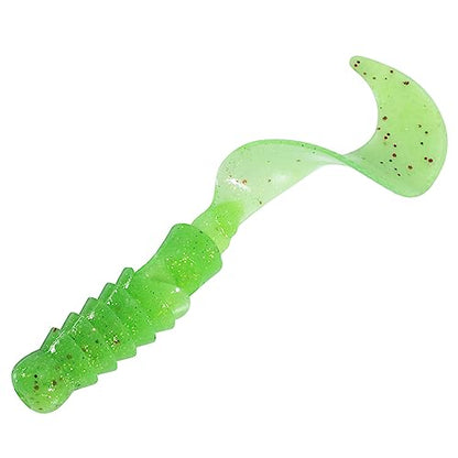 Dr.Fish 10 Pack Grub Fishing Lures 4" Soft Plastic Baits Worm Grub Bass Fishing Lures Swimbait Walleye Saltwater Freshwater - color: Lime