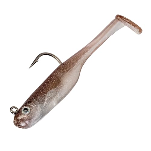 Strike King Homing Minnow Fishing Lure, Pre-Rigged Soft Plastic Swimbait, 3-Pack - color: Reel Shad, size: 3"
