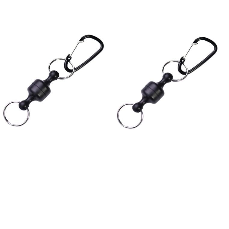 2 Pcs Black Fishing Strongest Magnetic Net Release Magnet Clip Holder Retractor, Quick Release Keychain with Super Strong Magnet, Fly Fishing Magnetic Buckle Fishing Equipment,Accessories