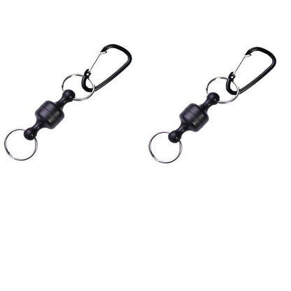 2 Pcs Black Fishing Strongest Magnetic Net Release Magnet Clip Holder Retractor, Quick Release Keychain with Super Strong Magnet, Fly Fishing Magnetic Buckle Fishing Equipment,Accessories