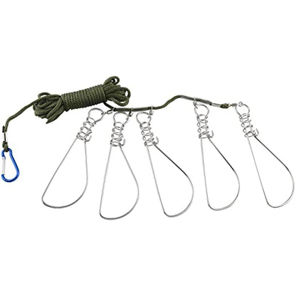 Fish Stringer WHYHKJ Fishing Stringer Clip Stainless Steel Fishing Locking Buckle Live Fish Lure Locking Strap Fishing Accessories