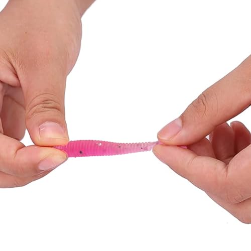 50PCS 5cm Soft Plastic Fishing Lures, PVC Paddle Tail Swimbaits for Bass Trout Walleye Crappie, T-Tail Grub Worm Baits Tackle Accessory - color: Pink