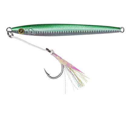 Hogy Big-Game Sand EEL Jig - Tuna Fishing Lure Knife-Style Deep Water Jig | Knife-style deep water jig with heavy-duty assist hooks for Tuna, Striped Bass, Groundfish & saltwater fishing. - color: Green, size: 8/0 - 3.5oz