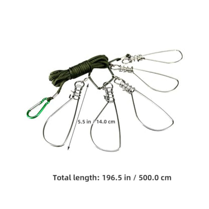 ARTIBETTER 3 Sets Stainless Steel Fish Stringer with 5-Lock Structure, Saltwater Corrosion Resistant Live Fish Lock for Oceans and Individual Fishing Trips, Convenient Capture and Release