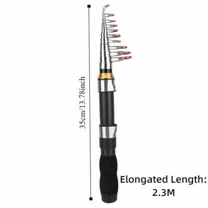 Telescopic Fishing Rod Mini Sea and Ice Fishing Pole Universal Portable Short Pole Ice Fishing Rod Tools for Saltwater Freshwater - size: 2.3m