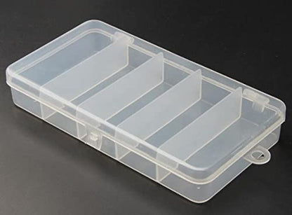 Jilukibo 3 Pack 5 Grid Clear Plastic Fishing Tackle Accessory Box Container, Clear Tiny Fishing Lure Bait Hooks Storage Box for Jewelry Making Organizer (7.08 x 3.74 x 1.18inch)