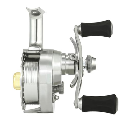 Inline Ice Fishing Reel with Adjustable Drop Rate, Star Drag and Push-Button Free Spool Feature, Made of CNC Machined Aluminum 2.7:1 Ratio 5 Ball Bearings