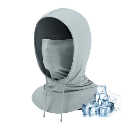 ROCKBROS Cooling Balaclava Face Mask 3 in 1 Full Face Mask for Summer with Ear Loops Neck Gaiter Sun UV Protection - color: Lightgray