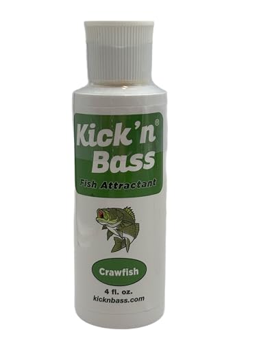 Kick’n Bass Fish Attractant, Supercharged Concentrated Natural Fish Oil Formula Scent for Fishing Lures, One 4 fl oz Bottle. (10 Scents to Choose from) - color: Crawfish - Kick’n Bass Fish Attractant