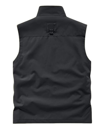 Utility Vest for Men Fishing Golf Travel Hiking Photo Outwear Lightweight Sleeveless Jacket with Pockets - color: Black1, size: XX-Large