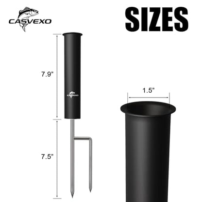 2/4 Pack Upgraded Fishing Pole Holder, Aluminum Fishing Rod Holder for Ground, Rod Holders for Bank Fishing, Free Alarm Bells
