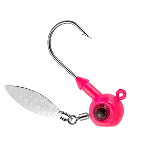 Dr.Fish 10 Pack Crappie Fishing Jigs Stand Up Round Jig Heads Painted Fishing Lure Spinner Blade Walleye Bass Trout Bluegill Freshwater Saltwater - color: Pink, size: 3/16oz-Hook #2