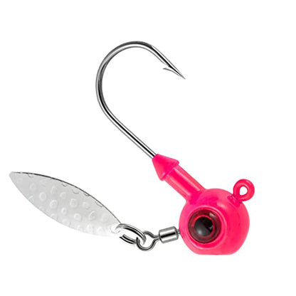 Dr.Fish 10 Pack Crappie Fishing Jigs Stand Up Round Jig Heads Painted Fishing Lure Spinner Blade Walleye Bass Trout Bluegill Freshwater Saltwater - color: Pink, size: 1/8oz-Hook #2