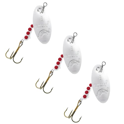 Panther Martin Classic Regular Teardrop Spinners Fishing Lure Catches Trout, Walleye, Nothern Pike, Largemouth Bass, Perch, Crappie & More. - color: Silver/White/Red, size: 2 (1/16 oz)