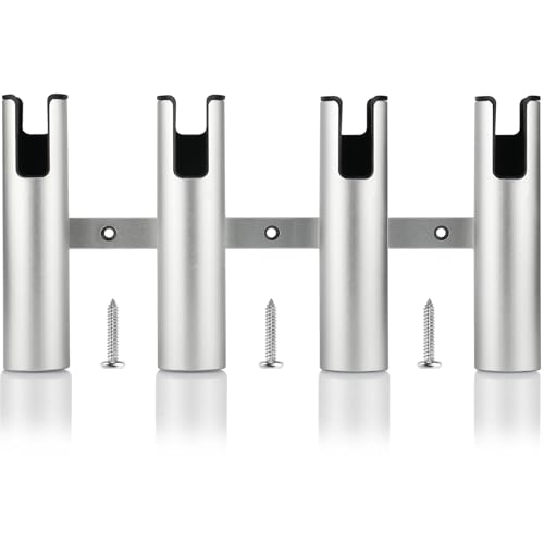 Aluminum Fishing Boat Rod Holder,3/4 Link Tube Aluminum Rod Rack, Suit Boats & Yacht ,Silver - color: Silver 4 Tube