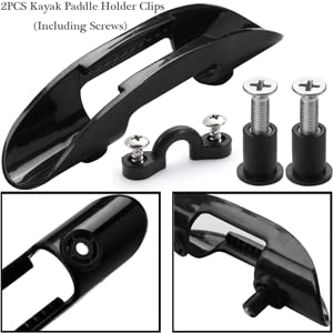 2Pcs Kayak Fishing Rod Holder & 2Pcs Kayak Paddle Holder Clips(Including Screws) for Kayak, Fishing Boat, Canoe and Fishing Tackle Accessory Tool