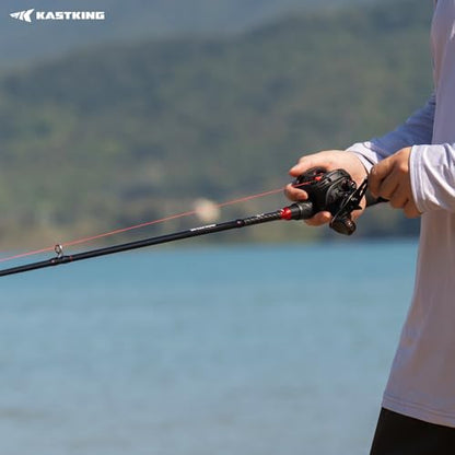 KastKing Brutus Twin-Tip Fishing Rod and Reel Combo, Baitcaster, Spinning & Spincast Combo, IM6 Graphite 2-Piece Rod with Backup Tip Section, EVA Handle, Durable & Sensitive, Freshwater Fishing - size: Left Handed Reel,7'0" M(2 Pcs + Extra Tip), style: Ba