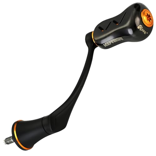 Mamba Series Power Handle 2.28'' (58 mm) with Titanium Knob Compatible for Shimano Stradic FL FM, Stella, Vanford, Vanquish, Twin Power, Nasci FC FD 1000-5000 Spinning Reels - color: Black Gold