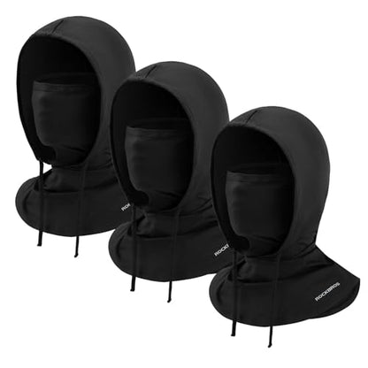 ROCKBROS Cooling Balaclava Face Mask 3 in 1 Full Face Mask for Summer with Ear Loops Neck Gaiter Sun UV Protection - color: Black*3