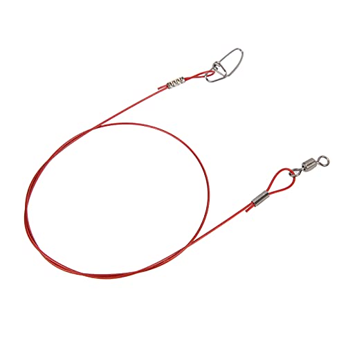 RiToEasysports Fishing Wire Line Leash, Anti Bite Steel Fishing Leader with Rolling, for Sea Boat Deep Sea - color: Red