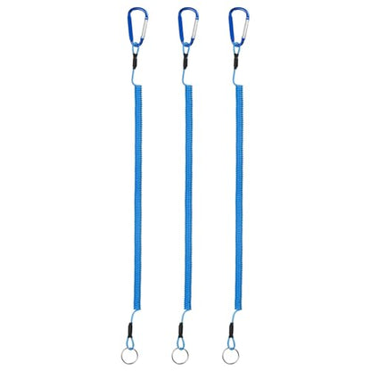 16.54IN Retractable Safety Coiled Lanyard [3PCS] - Steel Wire Fishing Rod Safety Lanyard Use for Pliers Boating - color: Blue