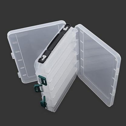 Double Sided Fishing Lures Box, Transparent Visible Fishing Lure Bait, Squid Jig Hooks Plastic Fishing Tackle Storage Case Container (10 Grids 20x16x5cm)