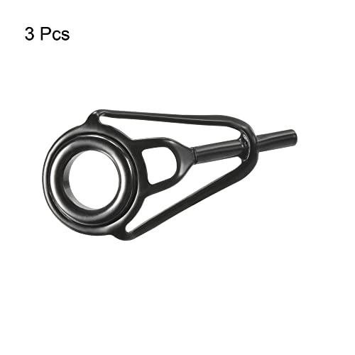 PATIKIL Tube Dia Fishing Rod Tips Repair Kit, Stainless Steel Black Guide Ring for Fishing - size: 1.4mm