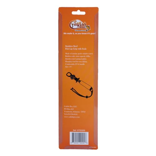Catfish Pro Tournament Series Stainless Steel Fish Lip Gripper with Scale | One-Handed Operation | Rotating Head, Cushioned Handle, & Adjustable Lanyard for Easy, Precise, and Comfortable Fishing
