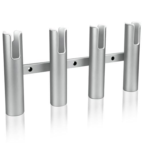 Aluminium Fishing Rod Holders for Boat, Wall-Mounted Fishing Pole Roof Rod Rack,Surf Fishing Rod Holder for Truck, Boats & Yacht - color: 4 Tubes Sliver