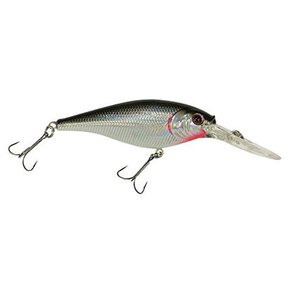 Berkley Flicker Shad Fishing Lure, Black Silver, 1/4 oz, 2 1/4in | 6cm Crankbaits, Size, Profile and Dive Depth Imitates Real Shad, Equipped with Fusion19 Hook - color: Black Silver, size: 2 1/4in - 1/4 oz