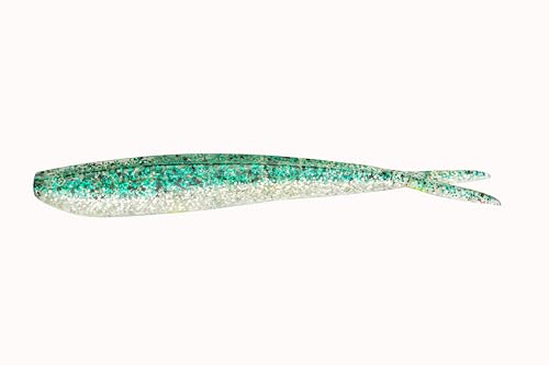 Lunker City Fishing Fin-S Fish 4" Split Tail Soft Plastic Jerk Bait Minnow Original Walleye and Bass Lure, 10 Per Bag, Made in The USA - style: 46 Emerald Ice
