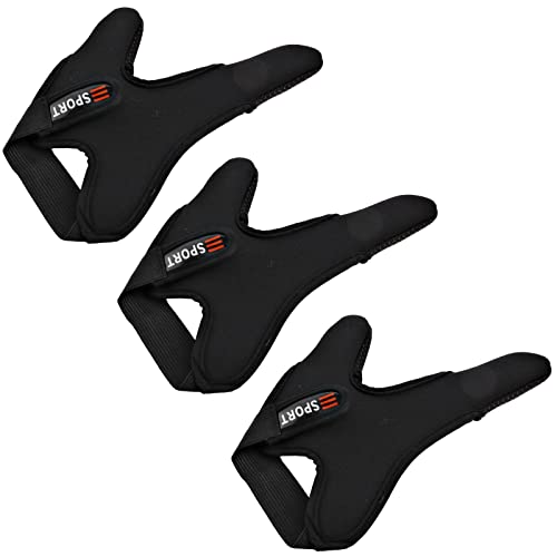 Double-Finger Gloves, 3 Pack Anti-Slip Fishing Glove, Professional Finger Gloves Protector Unisex Elastic Band Glove for Outdoor Fishing - color: Black