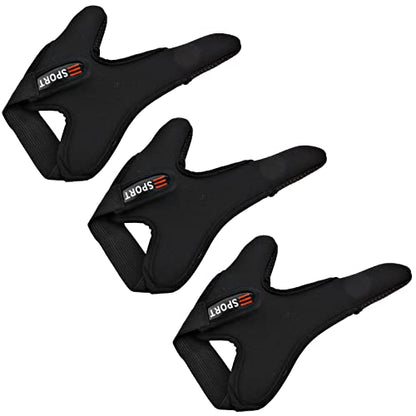 Double-Finger Gloves, 3 Pack Anti-Slip Fishing Glove, Professional Finger Gloves Protector Unisex Elastic Band Glove for Outdoor Fishing - color: Black