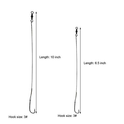 20pcs Wire Leader Hook Rigs Baitholder Fishing Hook Nylon Coated Fishing Wire Leader with Swivel - color: 10inch silver, size: 3#-20pcs