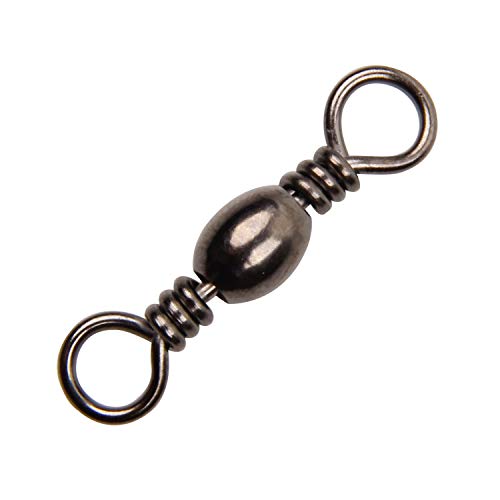 Fishing Barrel Swivels - 50/100 pcs Rolling Ball Bearing Fishing Swivel with Solid Ring Fishing Tackle Hook Line Connector Copper with Stainless Steel Black Nickle Coated Test Strength 35-165lbs - size: 4#