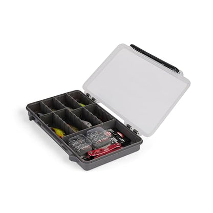 Plano StowAway 3600 50/50 Split Stow Tackle Box, 4-Pack, Corrosion-Preventive Rustricor, Single Latch Design, Transparent DuraView Lid, Stackable Storage for Fishing Bait, Lures and Gear - size: 3600 50/50 Split 4-Pack, style: New Model