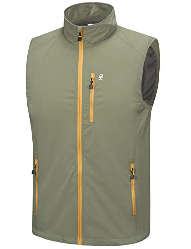 Little Donkey Andy Men's Lightweight Quick Dry Vest Packble Outerwear Sleeveless Windproof Jacket for Golfing Cycling Running - color: Laurel Oak, size: XX-Large