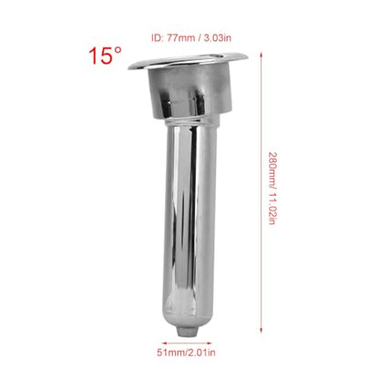 Heavy Duty Stainless Steel Deluxe Rod Holders, 2 in 1 Flush Mount Fishing Rod Pole Holders, 0 15 30 Degree Boat Fishing Rod Cup Holder 280mm Round Top Cup Holder for Yacht Ship - style: 15 Degrees