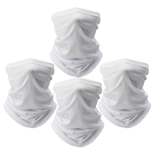 Fishing Neck Gaiter, Sun Protection Face Mask, Cooling Neck Shield Scarf Cycling Balaclava Bandana for Men and Women - color: White Pack