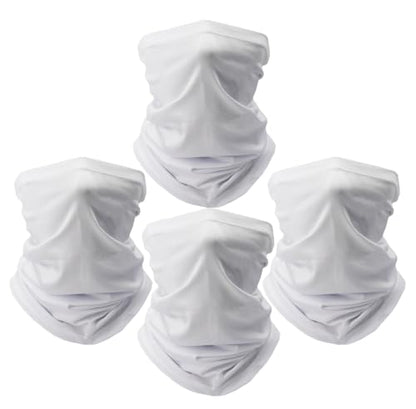 Fishing Neck Gaiter, Sun Protection Face Mask, Cooling Neck Shield Scarf Cycling Balaclava Bandana for Men and Women - color: White Pack