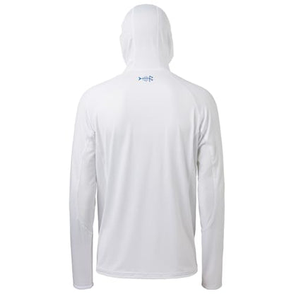 BASSDASH UPF 50+ Men’s Long Sleeve Fishing Shirt with Mask UV Neck Gaiter Hoodie - color: White, size: Small