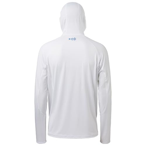 BASSDASH UPF 50+ Men’s Long Sleeve Fishing Shirt with Mask UV Neck Gaiter Hoodie - color: White, size: 5X-Large