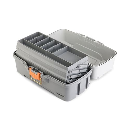 Plano Three-Tray Tackle Box Panfish Kit, Light Grey/Dark Grey, Rust-Proof Brass Latch, Top-Access Tray with Deep Storage, Made in the USA, Portable Fishing Gear Storage Organizer - style: Panfish