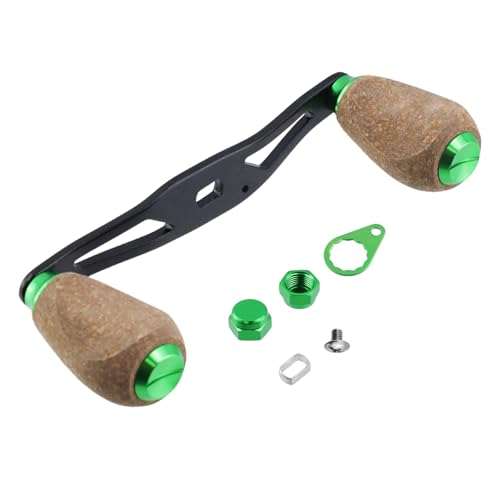 Fishing Reel Handle Replacement Parts Green Fishing Baitcasting Reel Handle Rocker Arm Girp Fishing Rod Spinning Reel Grip with Wood Knob - color: Green