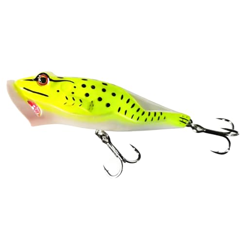 Popper Fishing Lures Topwater Fishing Baits Hard Baits 3D Eyes Swimbait Crankbait with Treble Hook for Bass Trout Freshwater Saltwater - color: 5pcs-3.15in/0.44oz