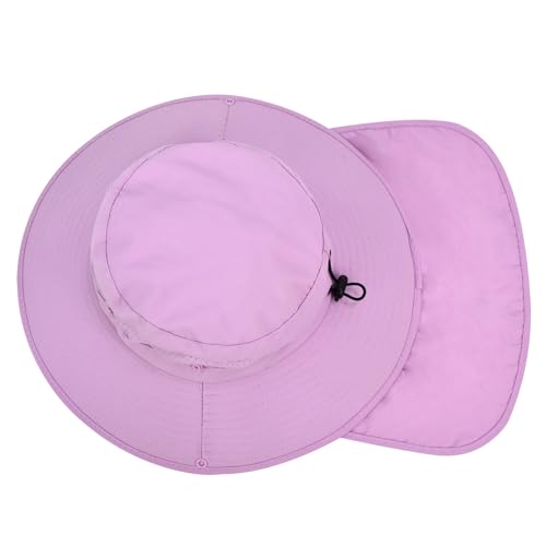 Sun Hats for Men Women, UPF50+ Protection Safari Hat,Wide Brim Fishing Hat with Neck Flap,Bucket Hats for Beach Hiking - color: Purple