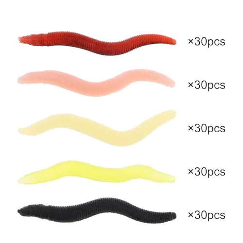 150pcs Soft Fishing Lures Baits, Trout Worm Earthworm Bait Lifelike Fake Worm, Plastic Lifelike Fake Earthworm (1.57inch)
