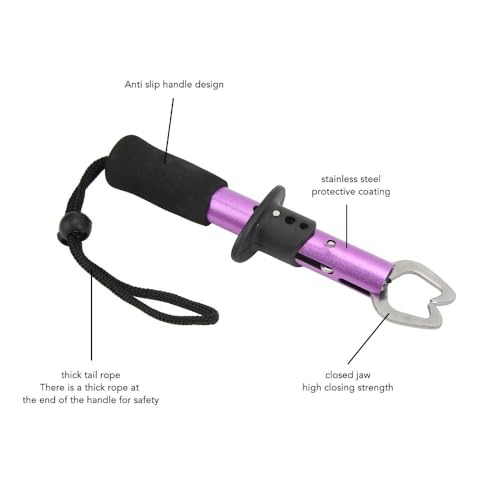 2 Pcs Stainless Steel Fish Lip Gripper - Portable Secure Fish Holder for Freshwater Saltwater Fishing Accessories(Purple) - color: Purple