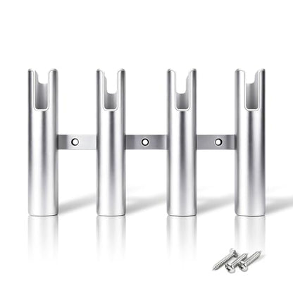 TANYO Aluminium Fishing Rod Holder, 4 Tube Fishing Pole Holders for Boat, Wall-Mounted Rod Holder for Boat Kayak Golf Cart Garage Crate Cooler Wagon RV - Holds Rods & Poles