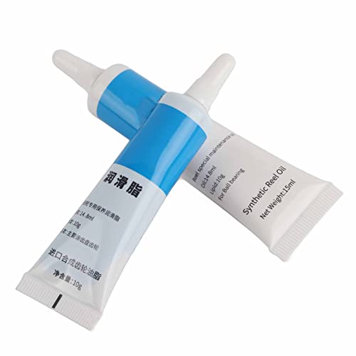 ZJchao Fishing Reel Maintenance Kit Premium Lubricant Oil and Grease Set for Spinning Reel Low Profile Waterproof Anti Rust Fishing Accessories Blue Black 10g Oil 10g Grease - color: White